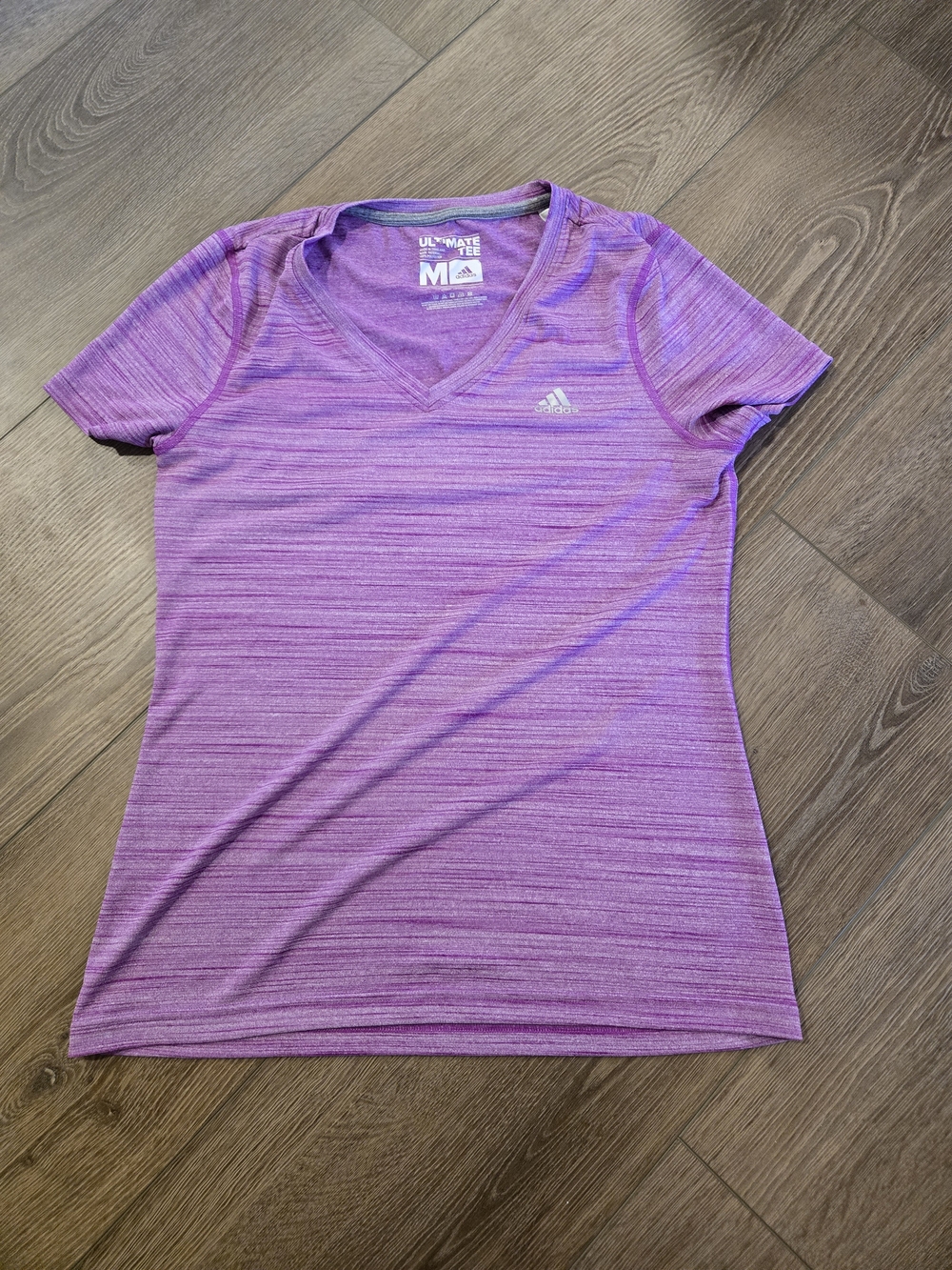 adidas Purple Heather V-Neck Performance Tee